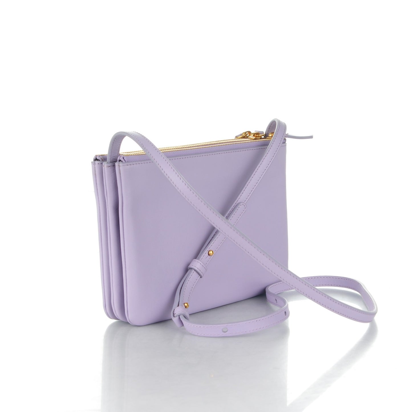 Lambskin Large Trio Crossbody Bag Lilac