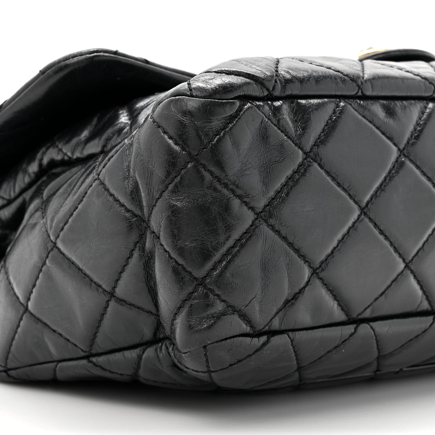 Chanel Glazed Calfskin Castle Rock Large Flap Black Burgundy 10 of 15
