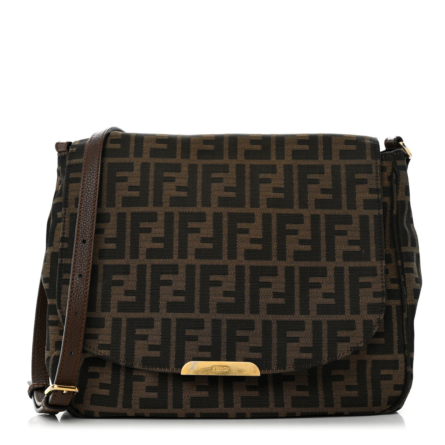 Fendi Zucca Vitello Artic Messenger Bag Tobacco Castagna 1 of 13