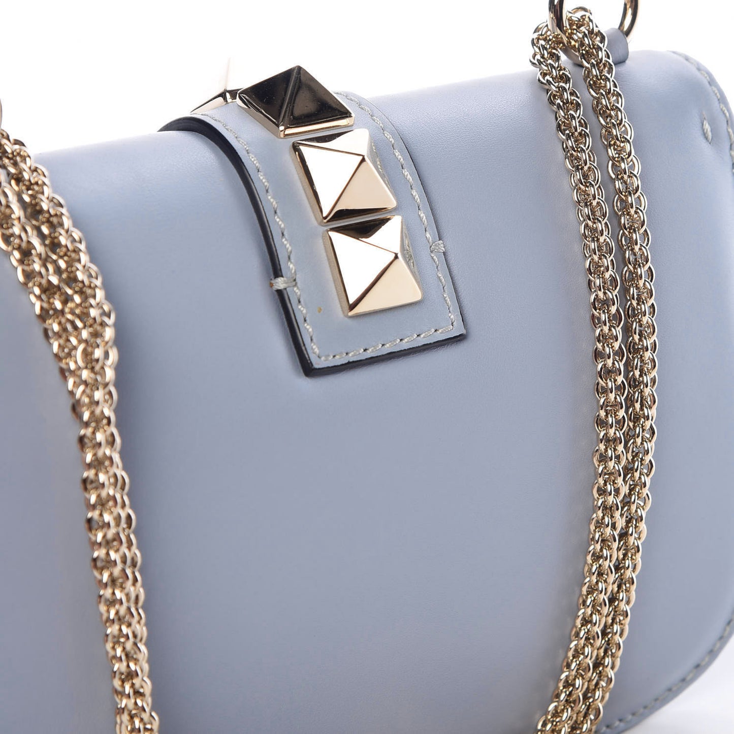 Vitello Small Glam Lock Rockstud Flap Water Sky