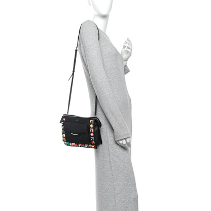 Fendi Vitello Dolce Studded Mini 2Jours Pouch Black Multicolor 2 of 11