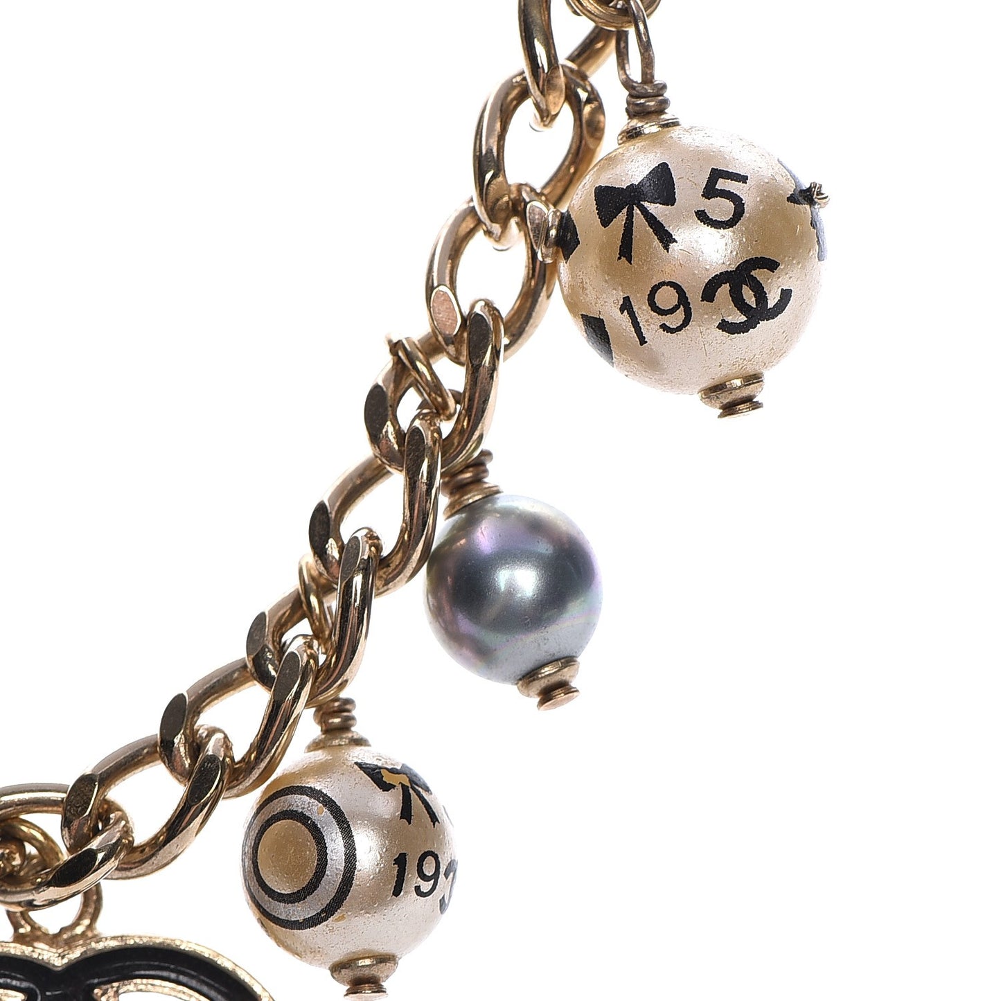 Painted Pearl CC Short Necklace Black Gold