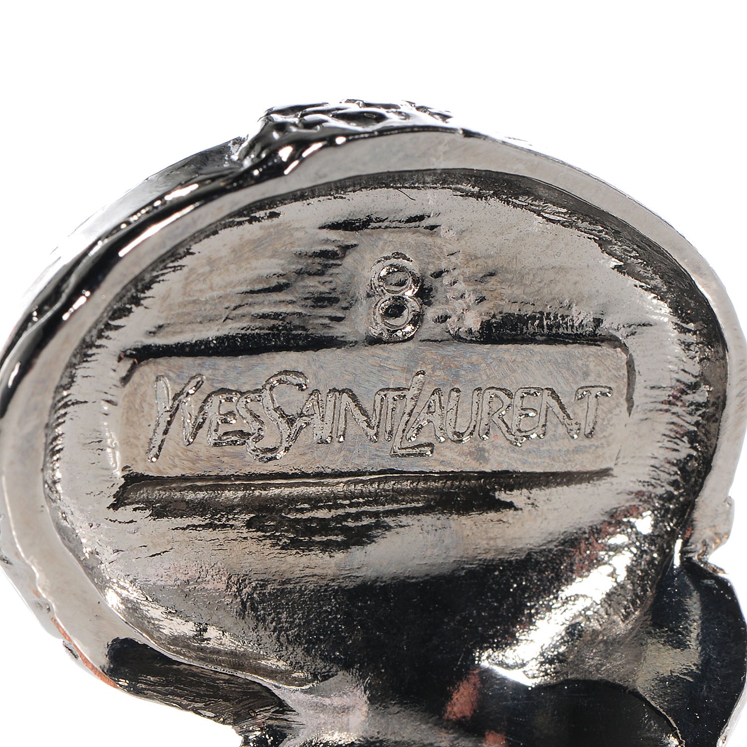 Saint Laurent Arty Ovale Ring Silver Black 8 4 of 6