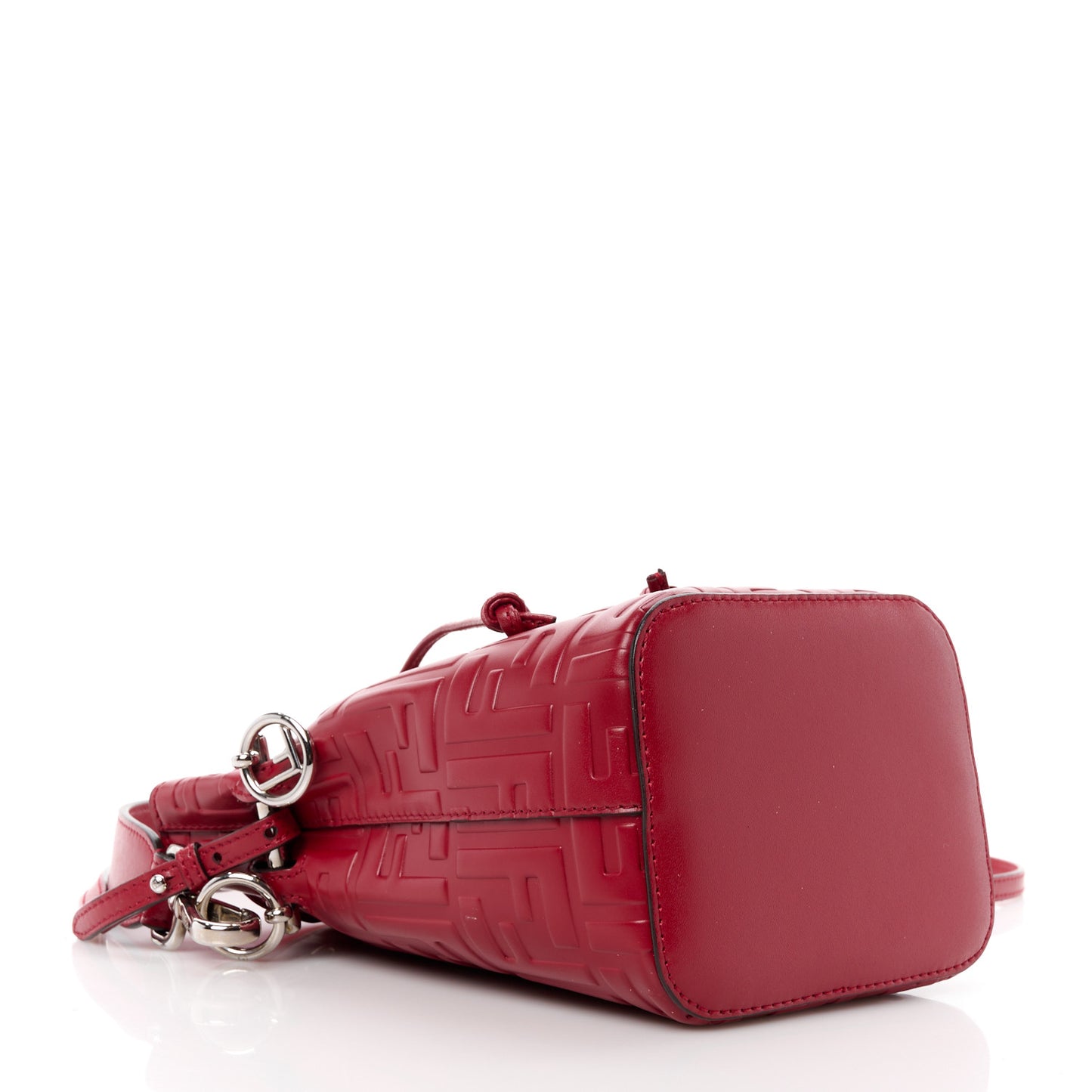 Vitello Liberty F is Fendi FF 1974 Embossed Mini Mon Tresor Bucket Bag Fragola