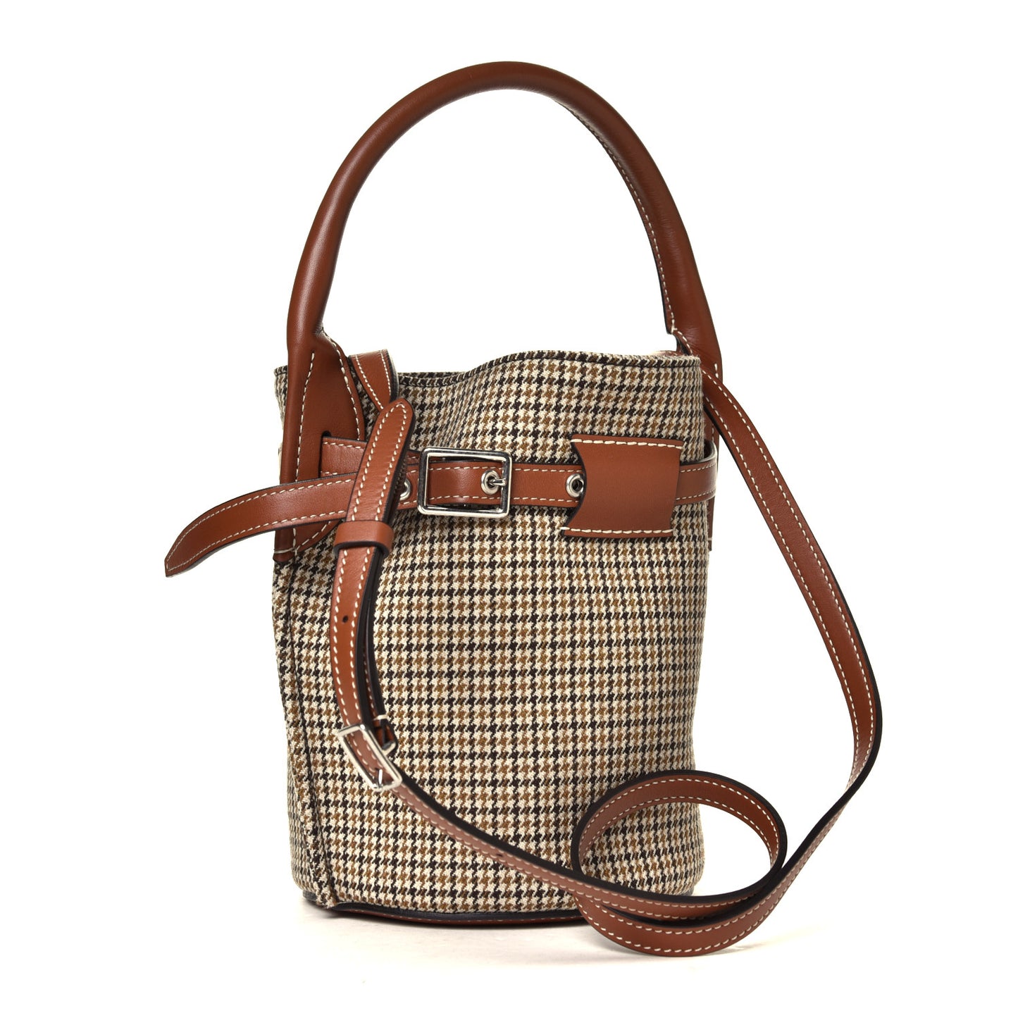 Smooth Calfskin Tweed Nano Bucket Bag Tan