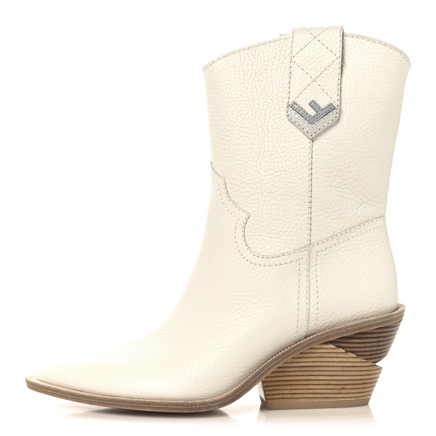 Grained Calfskin Cutwalk Ankle Boots 37.5 White