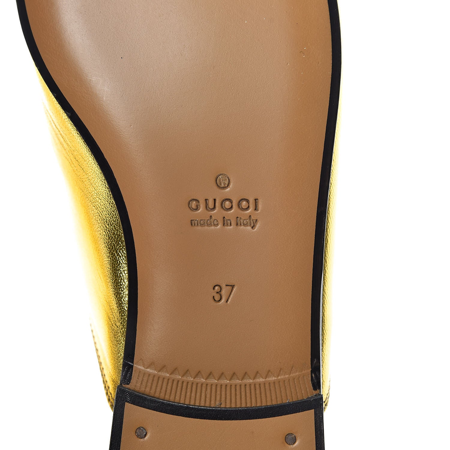 Gucci Metallic Nappa Womens Princetown Slippers 37 Gold 6 of 9