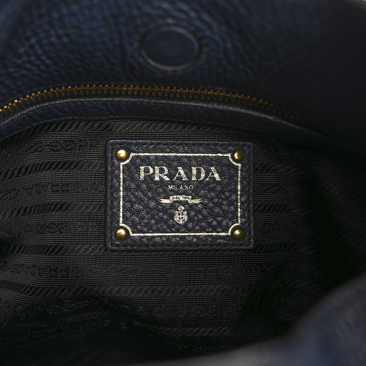 Prada Vitello Phenix Embossed Logo Hobo Baltico 6 of 16