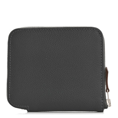 Hermes Evercolor Barenia Silk'In Compact Wallet Ardoise Black Jaune 1 of 7