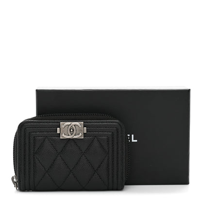 Chanel Caviar Quilted Boy Zip Around Coin Purse Wallet Black 8 of 8