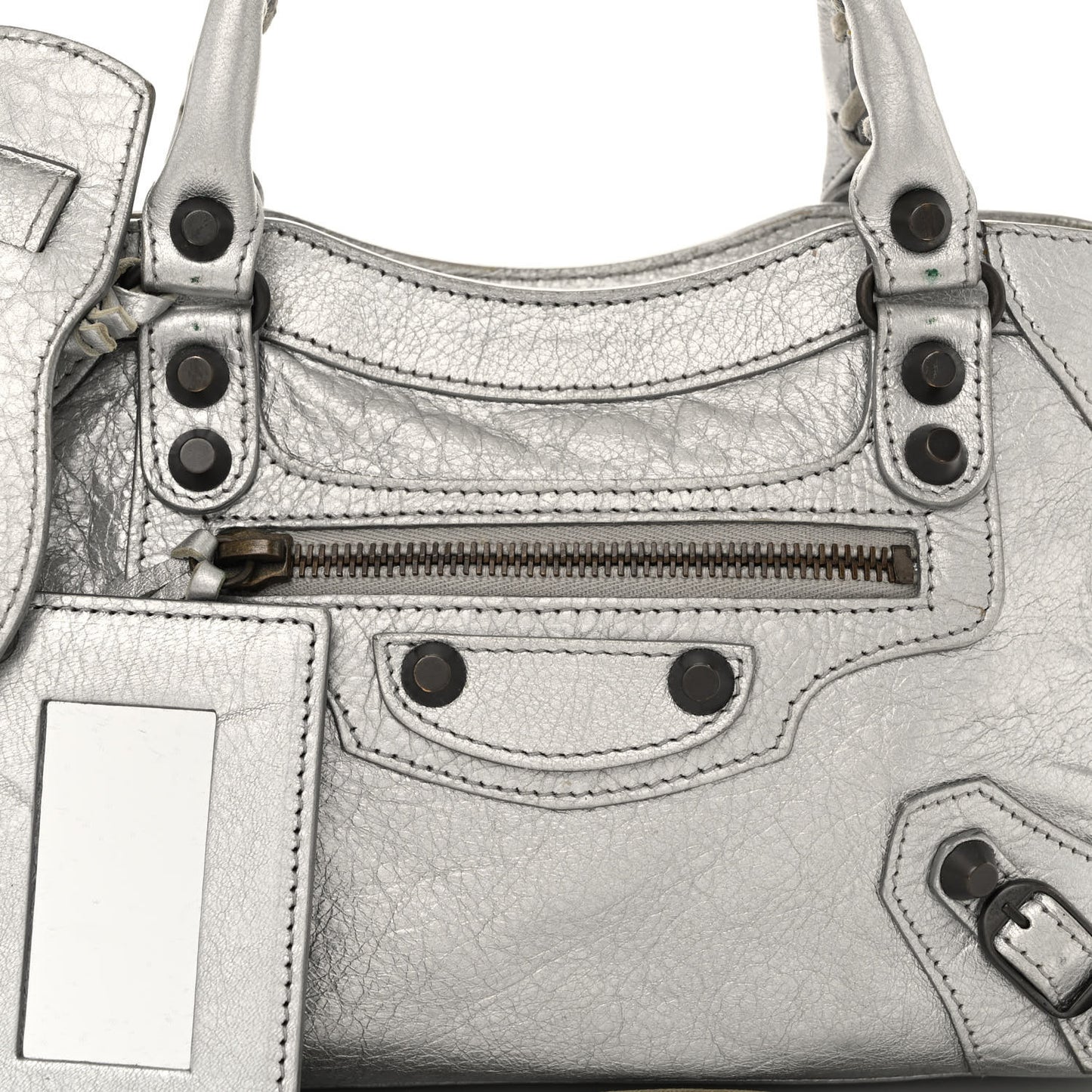Metallic Agneau Classic Hardware Mini City Gris Aluminum