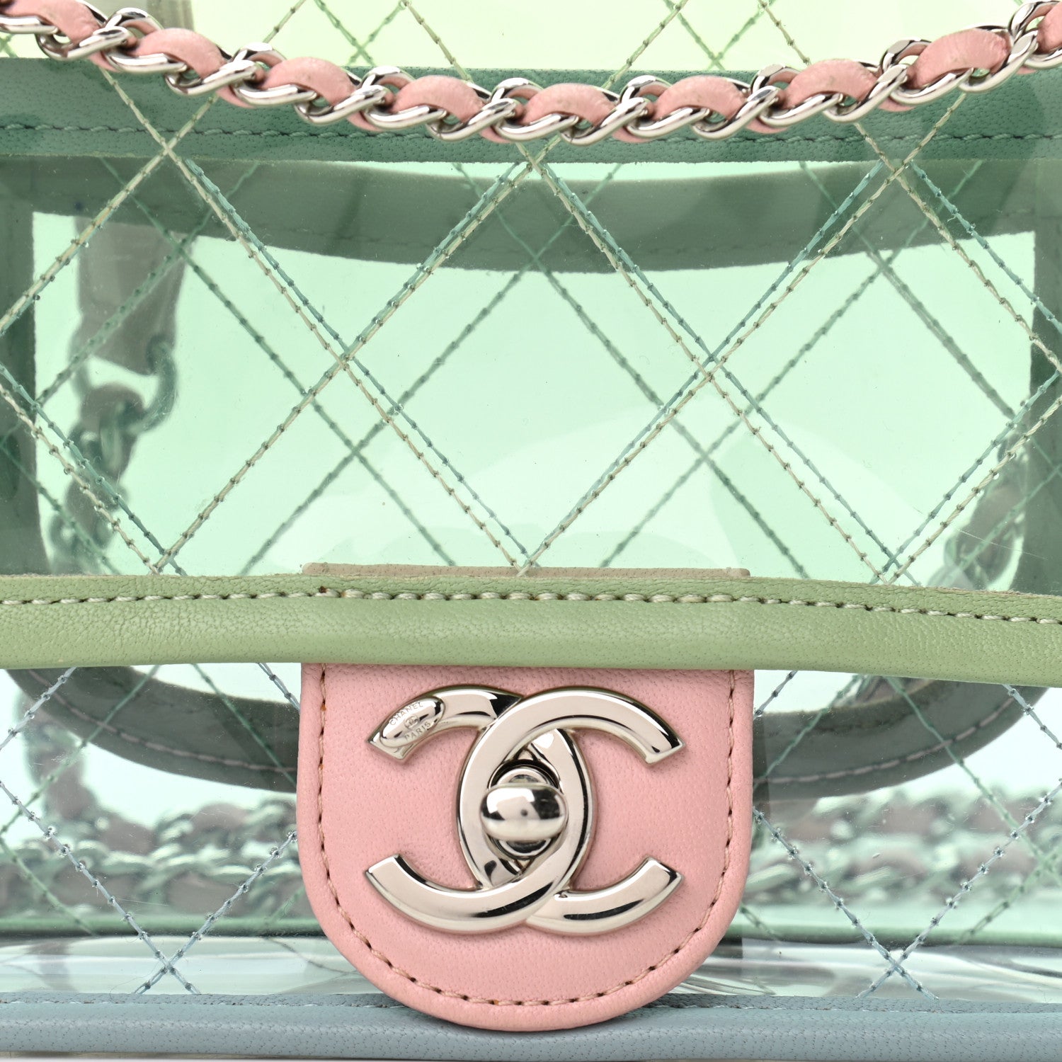 Chanel Lambskin PVC Quilted Mini Coco Splash Flap Blue Green 8 of 10