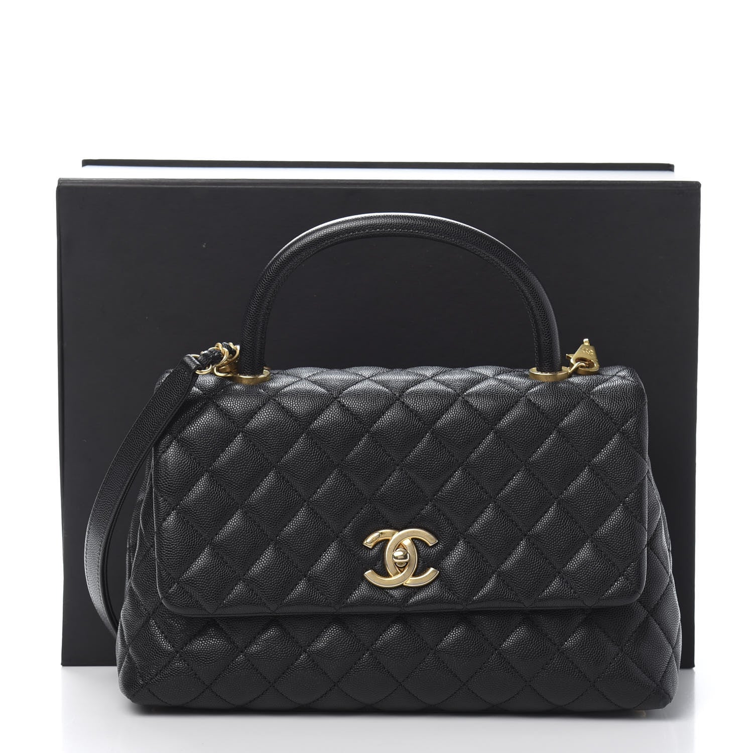 Chanel Caviar Quilted Small Coco Handle Flap Black 10 of 10