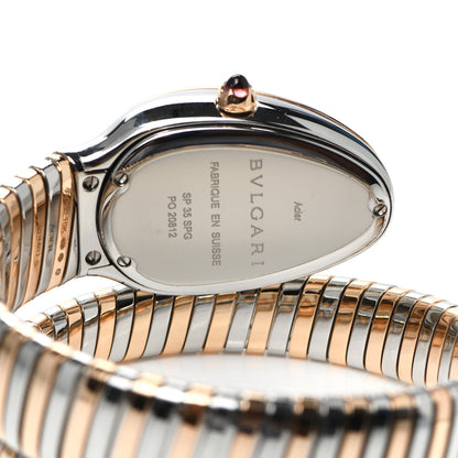 Bulgari Stainless Steel 18K Rose Gold Diamond Bezel 35mm Serpenti Tubogas Quartz Watch 4 of 5