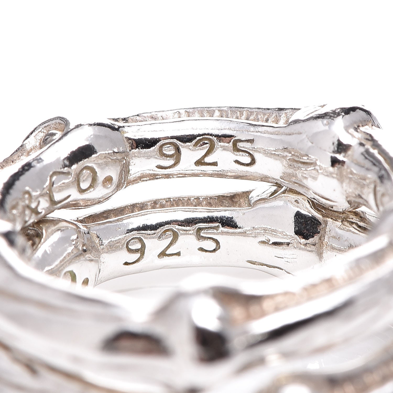 Tiffany Sterling Silver Bamboo Set of 2 Stackable Rings 43 2.75 6 of 8