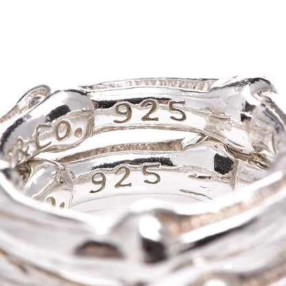 Tiffany Sterling Silver Bamboo Set of 2 Stackable Rings 43 2.75 6 of 8