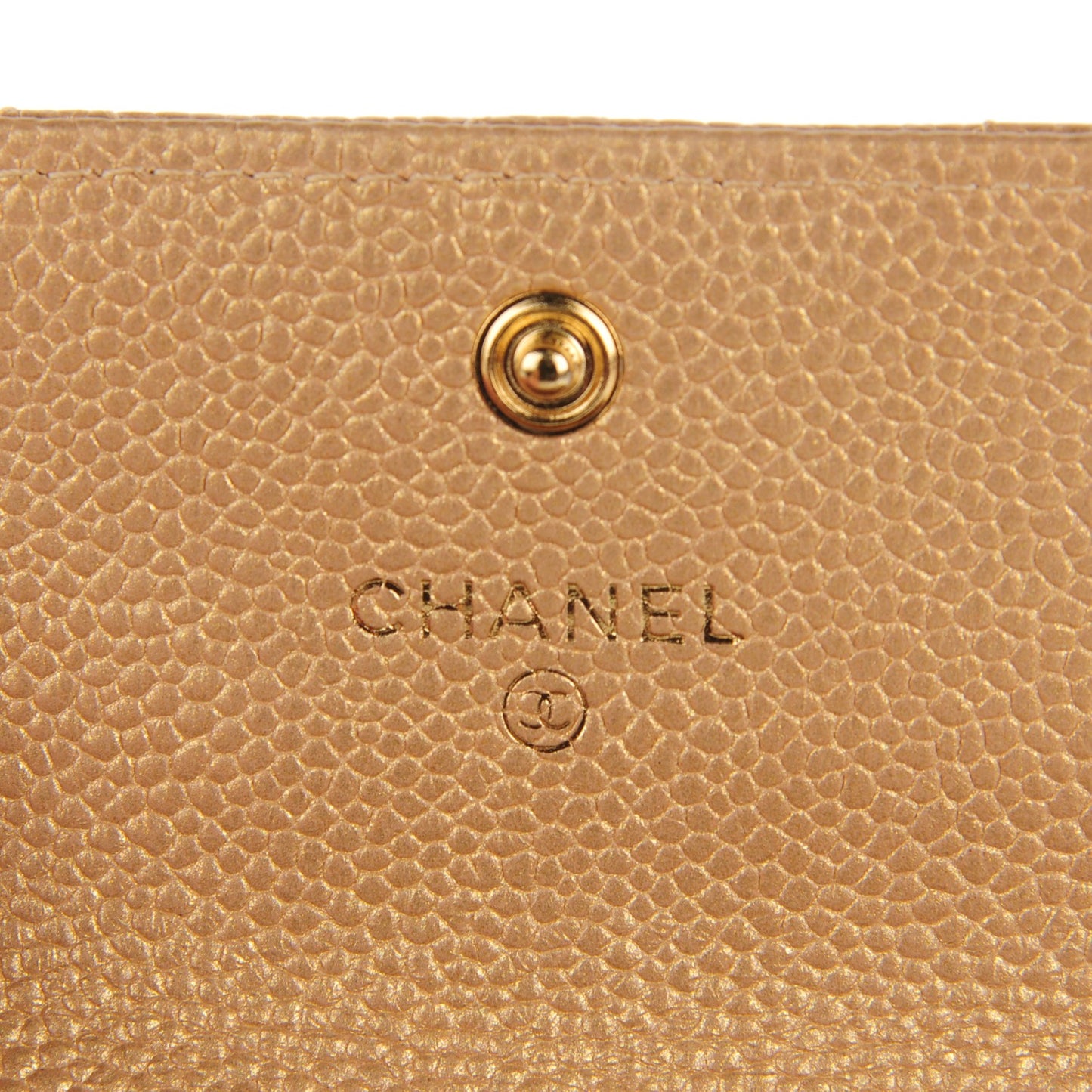 Metallic Caviar Quilted Card Holder Gold
