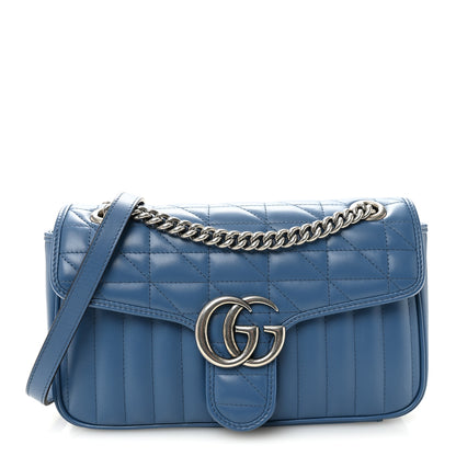 Gucci Calfskin Matelasse Aria Small GG Marmont Shoulder Bag  Clear Blue 1 of 10