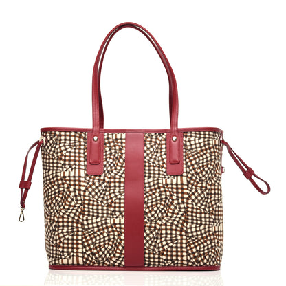 MCM Visetos Medium Liz Reversible Shopper Tote Beige Ruby Red 2 of 15