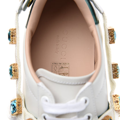 Gucci Calfskin Removable Crystals Bee Embroidered Womens Ace Platform Sneakers 37 White 5 of 8