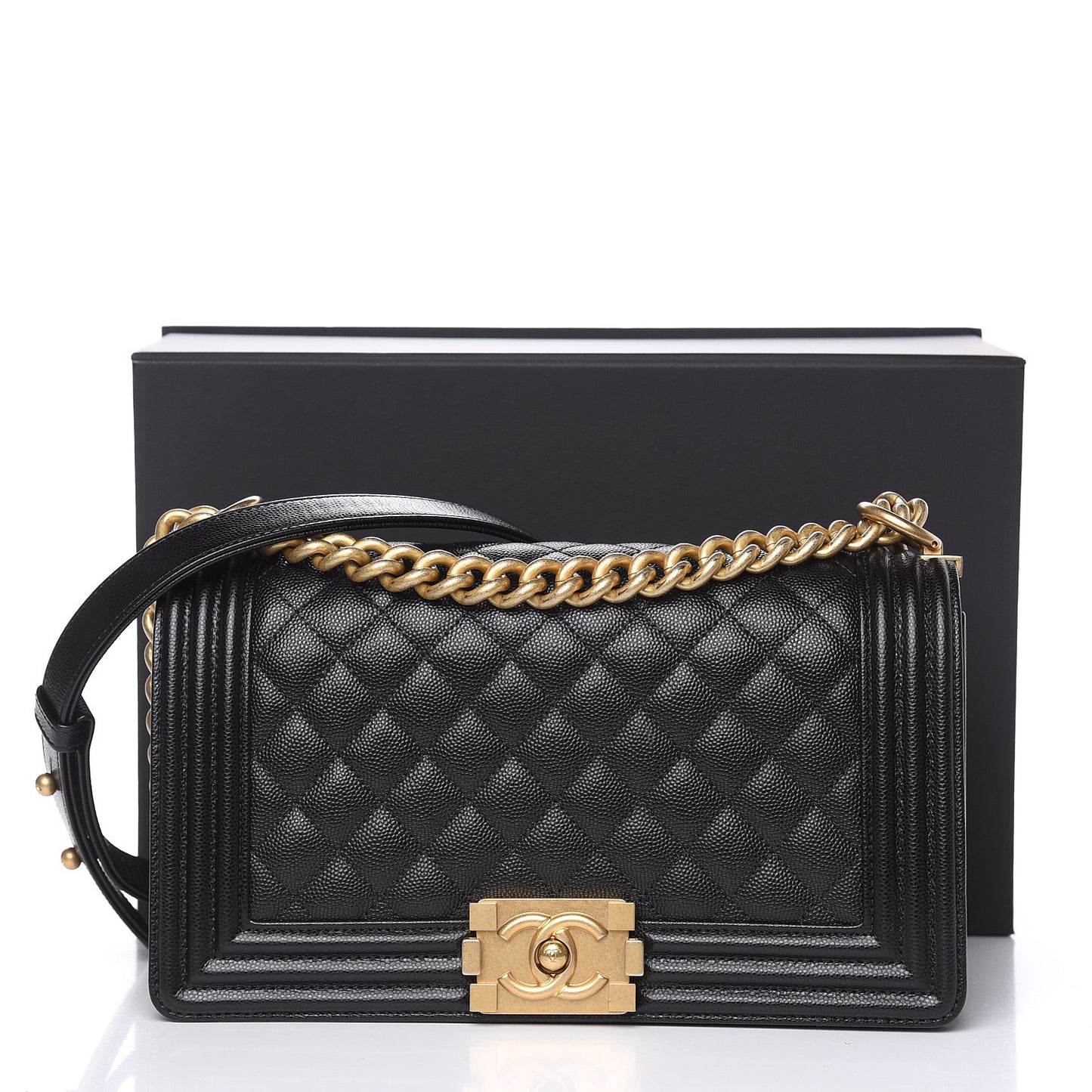 Caviar Quilted Medium Boy Flap Black