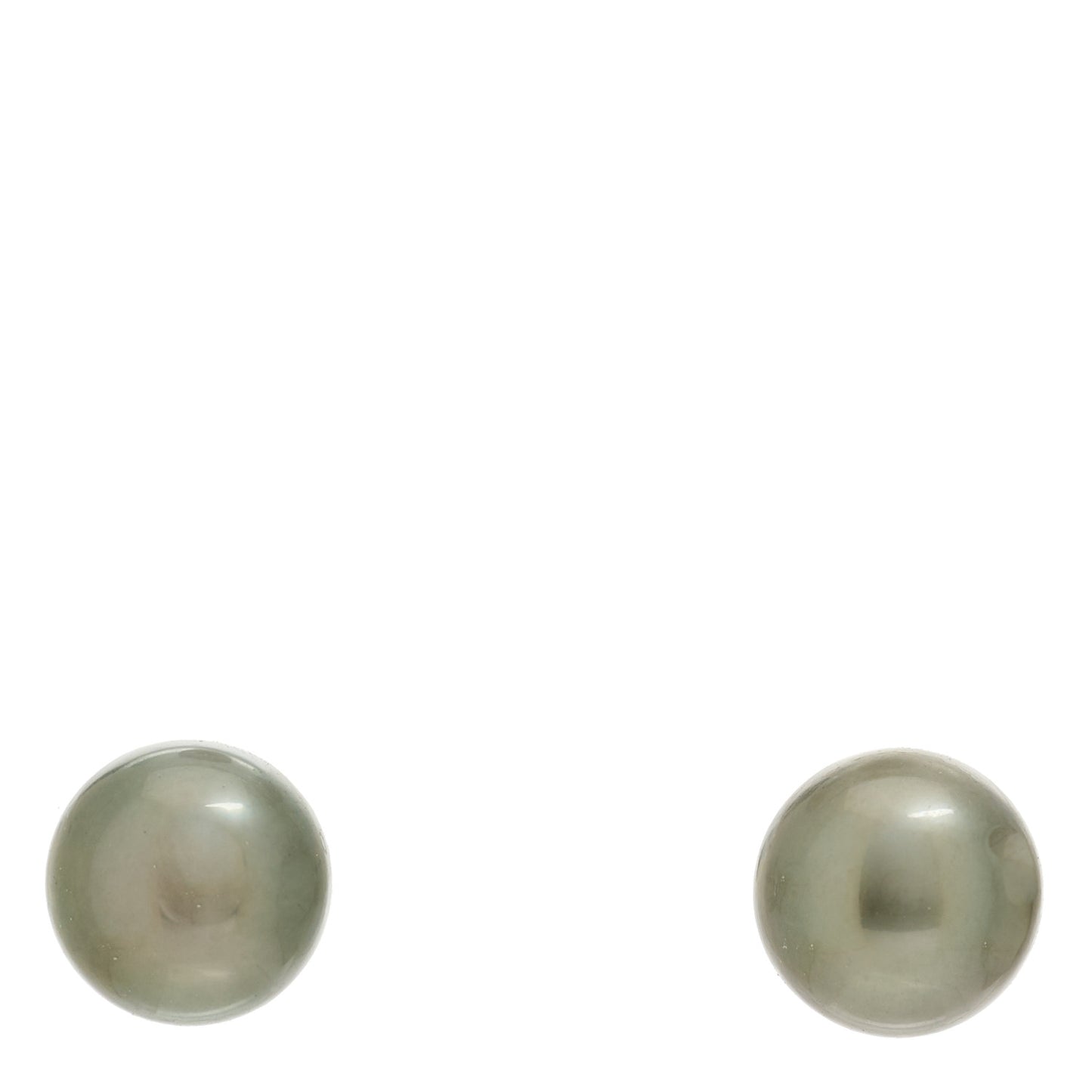 18K White Gold Tahitian Cultured Pearl 8.5-9mm Stud Earrings