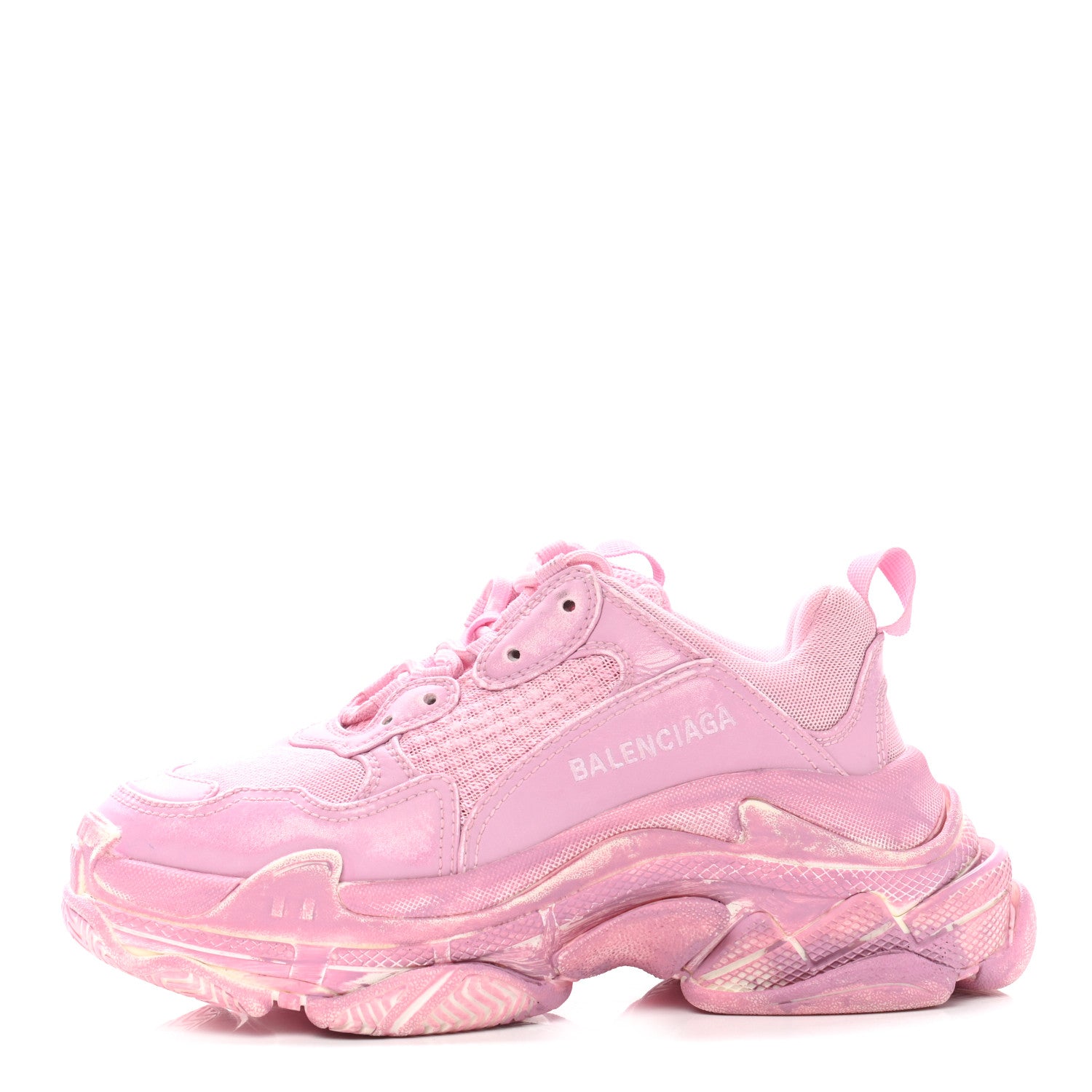 Balenciaga Fabric Mesh Distressed Womens Triple S Sneakers 36 Pink 1 of 8