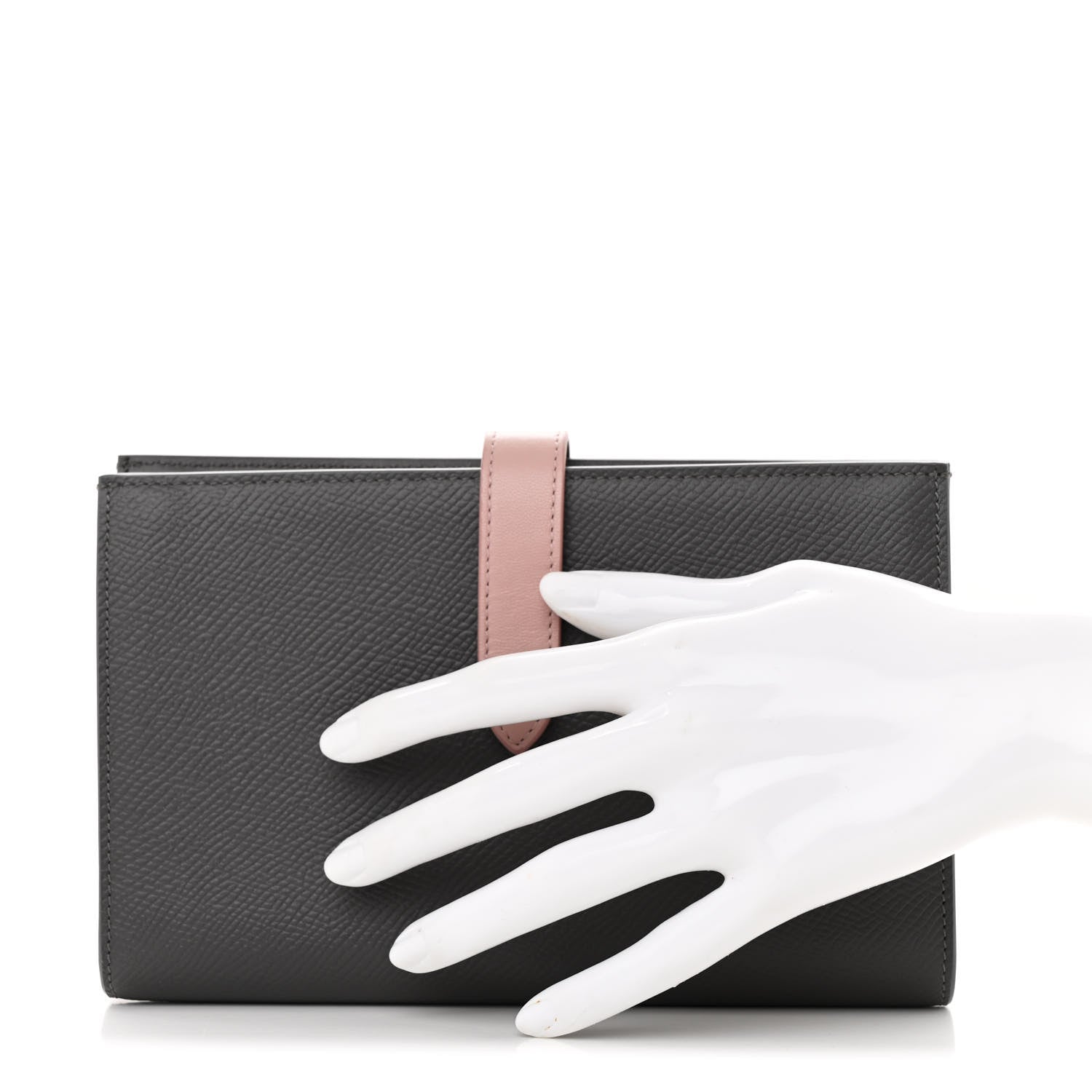Celine Grained Calfskin Large Multifunction Strap Wallet Grey Vintage Pink 2 of 8