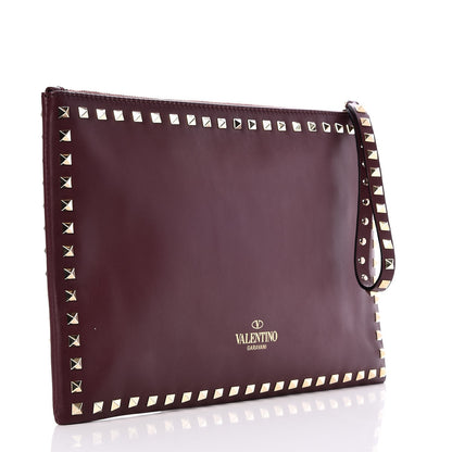 Valentino Garavani Vitello Large Rockstud Zip Wristlet Pouch Rubin 3 of 7