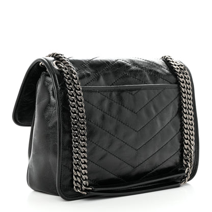 Saint Laurent Crinkled Calfskin Matelasse Monogram Medium Niki Chain Satchel Black 4 of 11