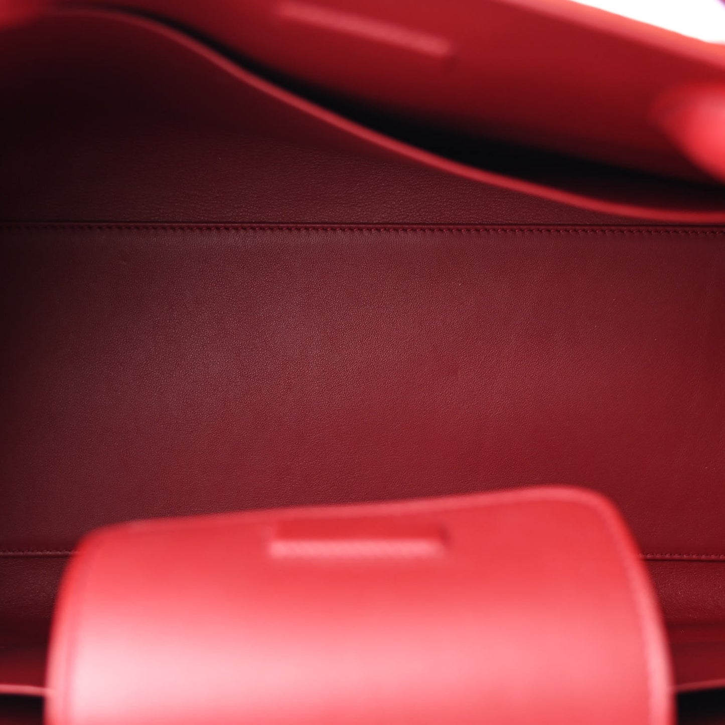 Grained Calfskin Large Diorever Flap Red