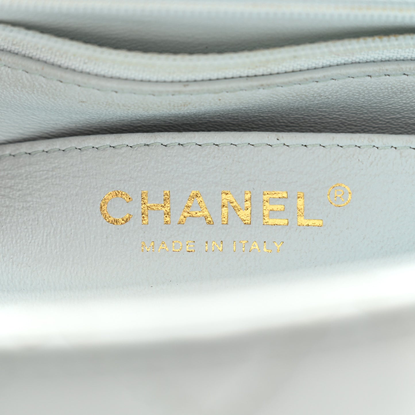 Lambskin Quilted Mini Top Handle Rectangular Flap Light Blue