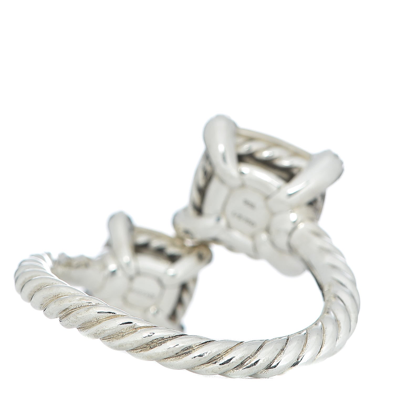 David Yurman Sterling Silver 18K Yellow Gold Diamond Chatelaine Bypass Ring 51 5.75 3 of 6