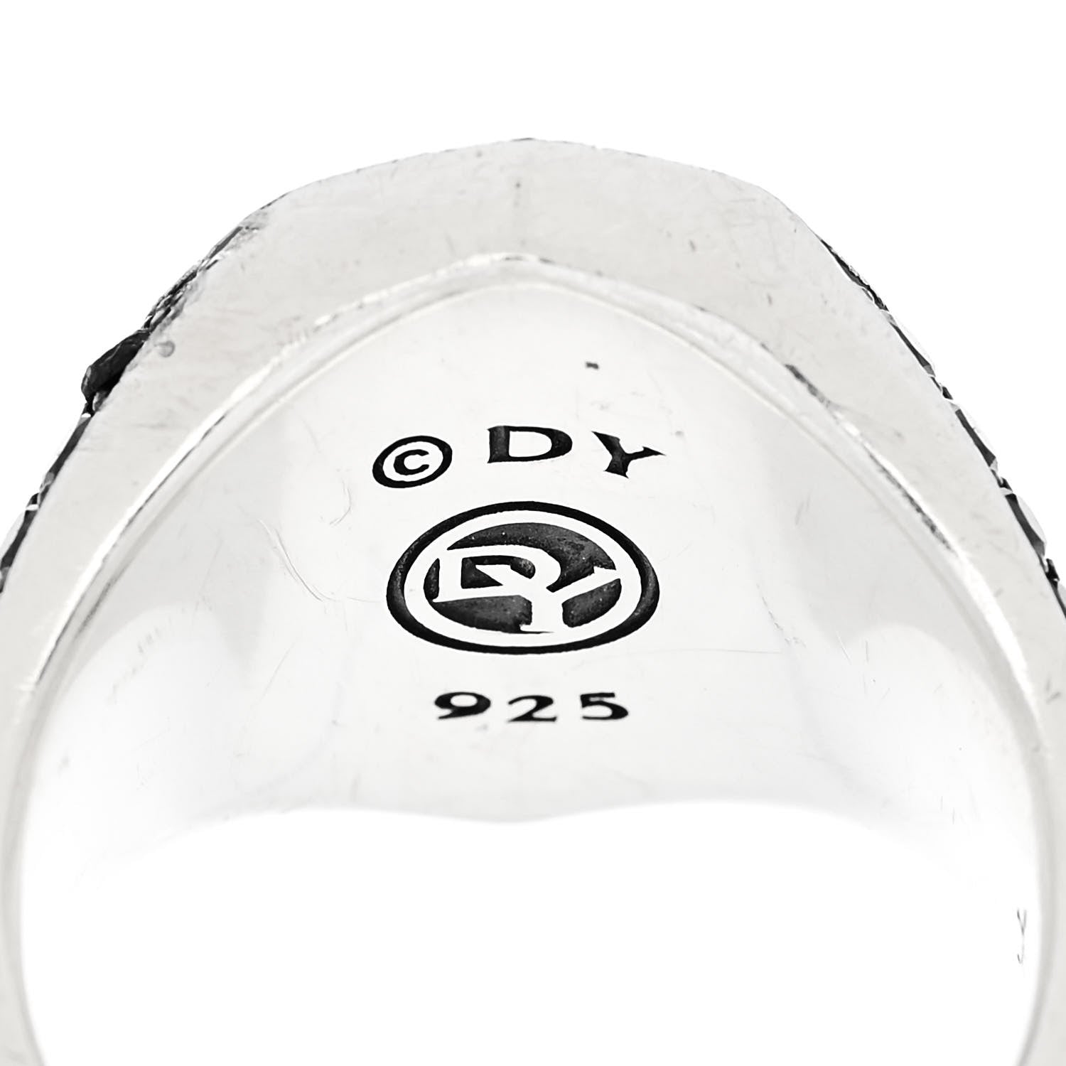 David Yurman Sterling Silver Black Diamond Pave Waves Signet Ring 62 10 5 of 5