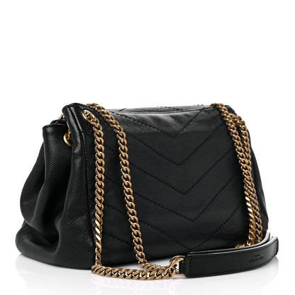 Saint Laurent Pebbled Lambskin Chevron Monogram Small Nolita Black 3 of 15