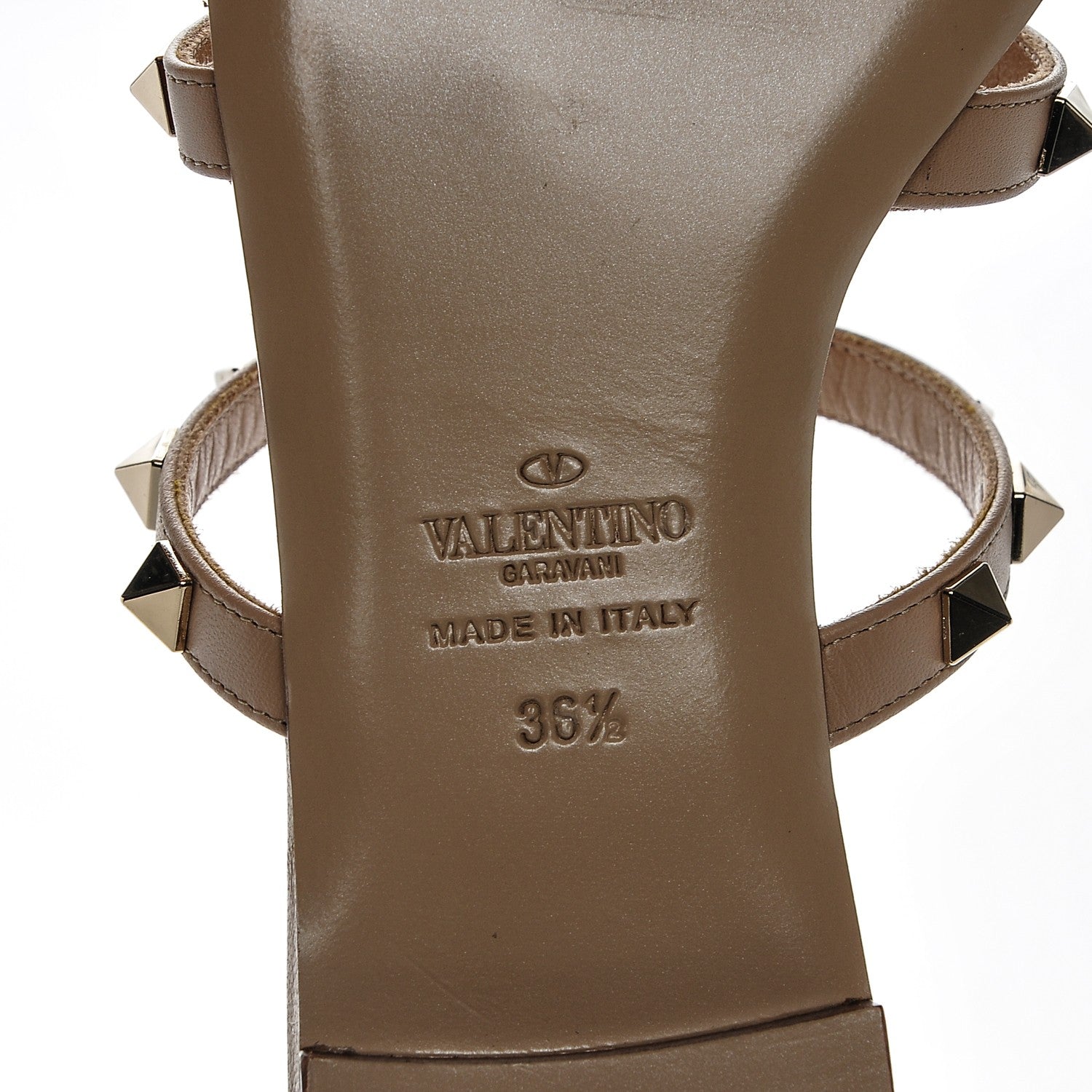 Valentino Garavani Nappa Rockstud Caged Flat Slide Sandals 36.5 Camel Rose 7 of 7