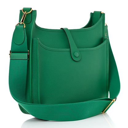 Hermes Taurillon Clemence Evelyne III PM Vert Jade 3 of 10