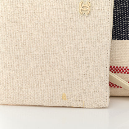 Chanel Striped Canvas Small Deauville Tote Ecru Red Blue 12 of 12