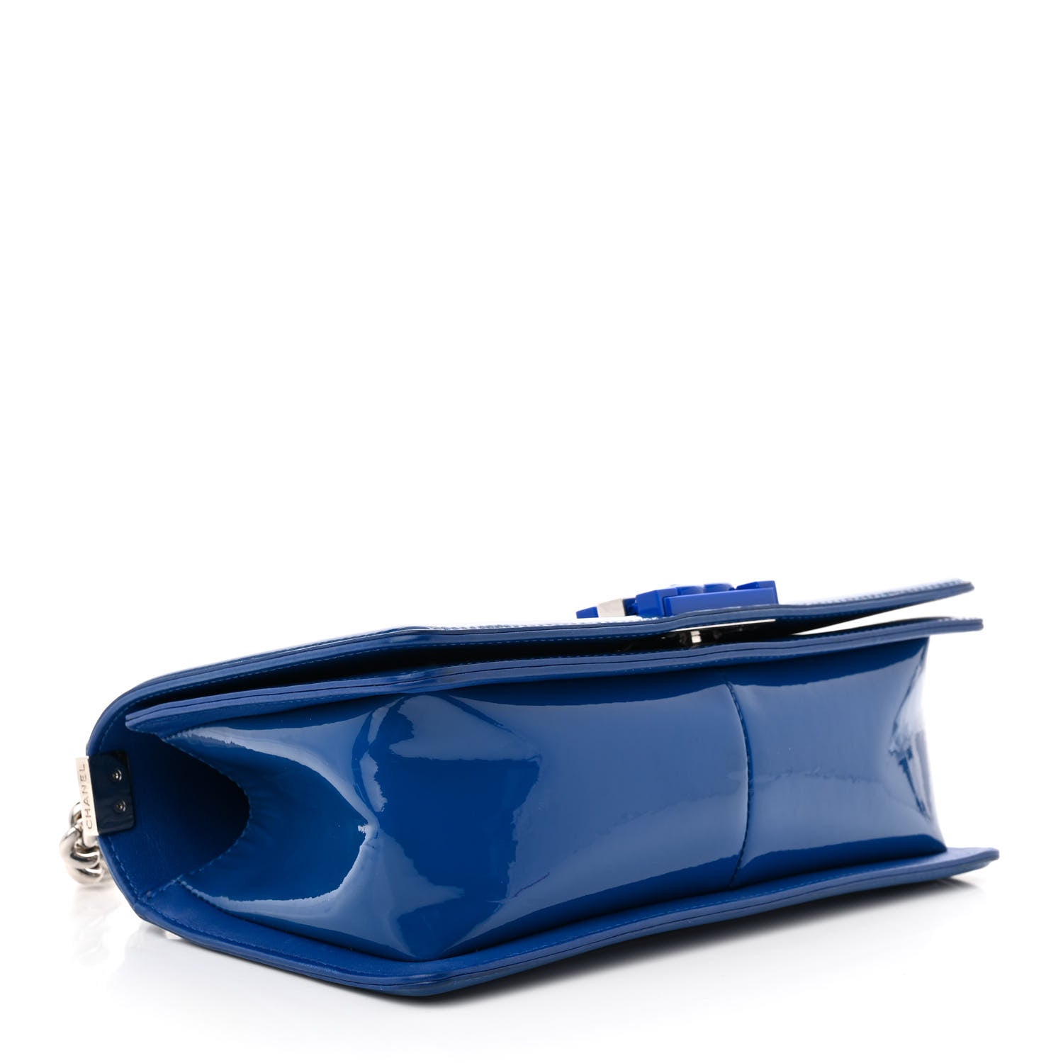 Chanel Patent Calfskin Quilted Medium Plexiglass Boy Flap Blue 4 of 10