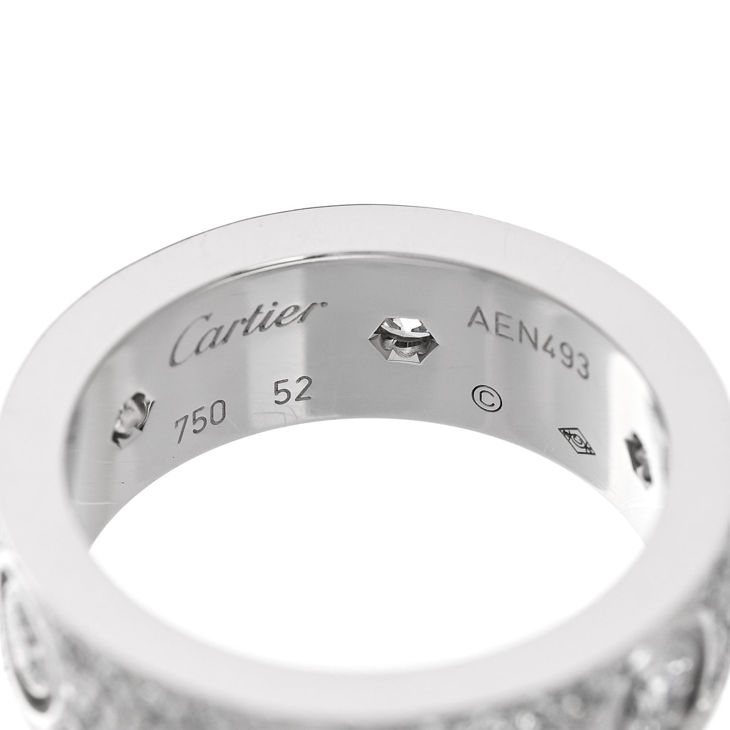 18K White Gold Diamond LOVE Paved Ring 52 6