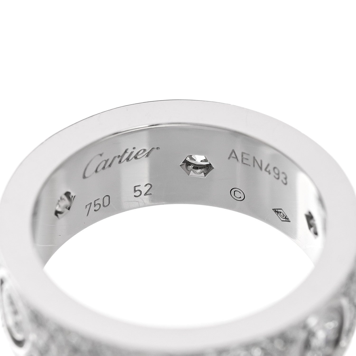Cartier 18K White Gold Diamond LOVE Paved Ring 52 6 4 of 4
