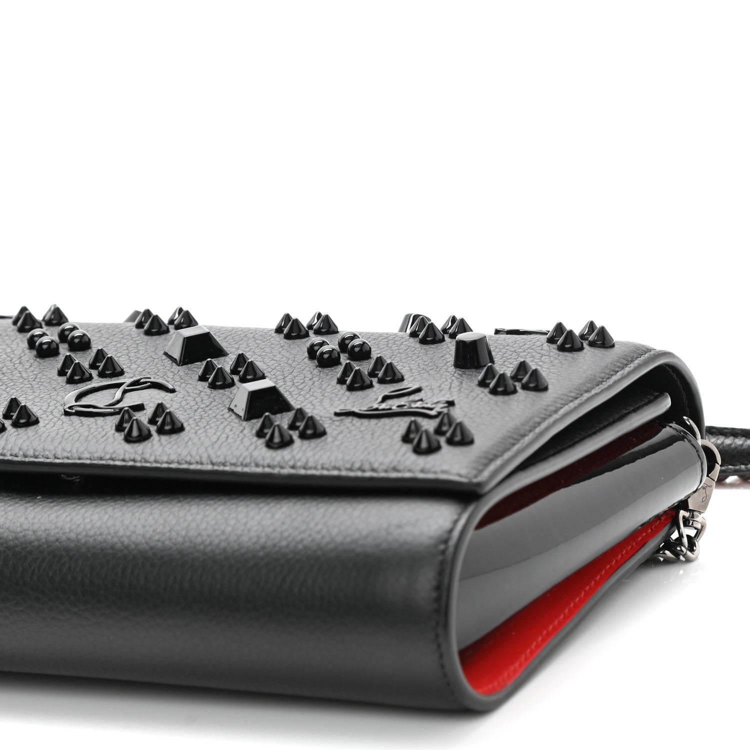 Christian Louboutin Calfskin Spikes Loubinthesky Paloma Clutch Black 10 of 11