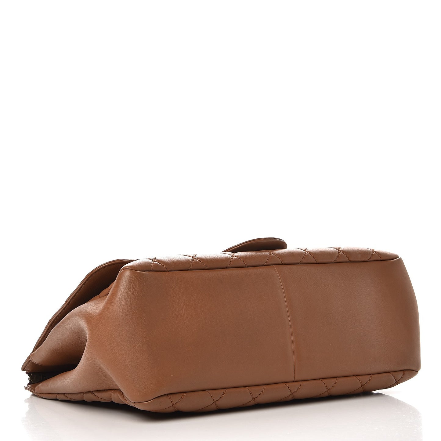 Lambskin Maxi Blizzard Zip Top Flap Bag Tan