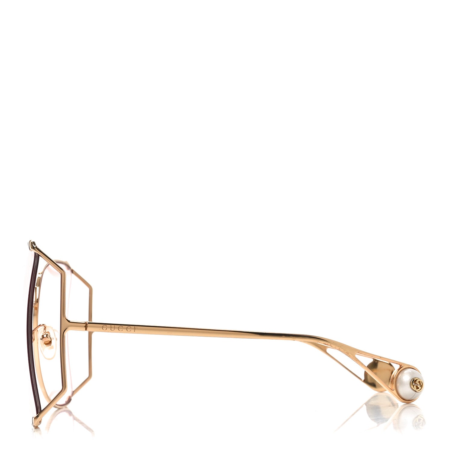 Gucci Metal Oversized Round Sunglasses GG0252S Gold Pink 4 of 7
