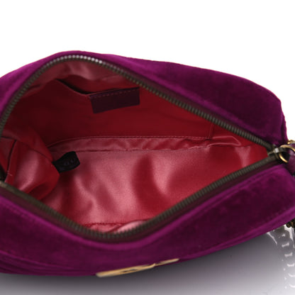 Gucci Velvet Matelasse Small GG Marmont Chain Shoulder Bag Fuchsia Violet Cyclamen 4 of 9
