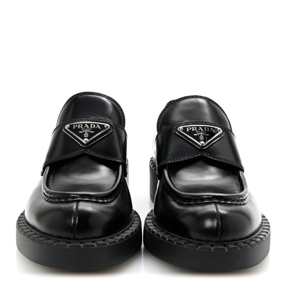 Prada Spazzolato Metal Triangle Logo 50mm Loafers 36.5 Black 3 of 10