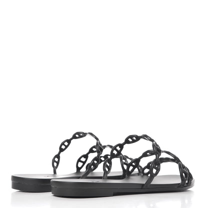 Hermes Rubber Chaine d'Ancre Rivage Sandals 35 Black 4 of 8