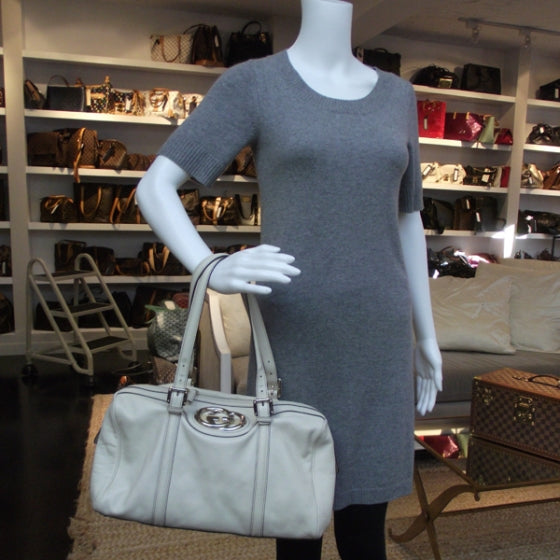 Leather Britt Large Boston Ivory