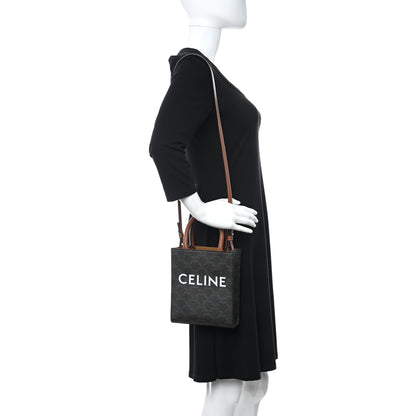 Celine Triomphe Canvas Calfskin Mini Vertical Cabas Tan 2 of 7