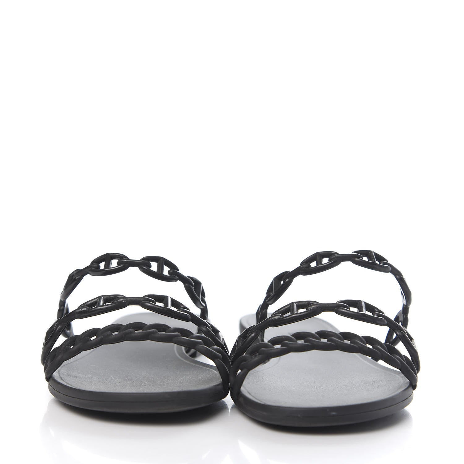 Hermes Rubber Chaine d'Ancre Rivage Sandals 40 Black 2 of 8